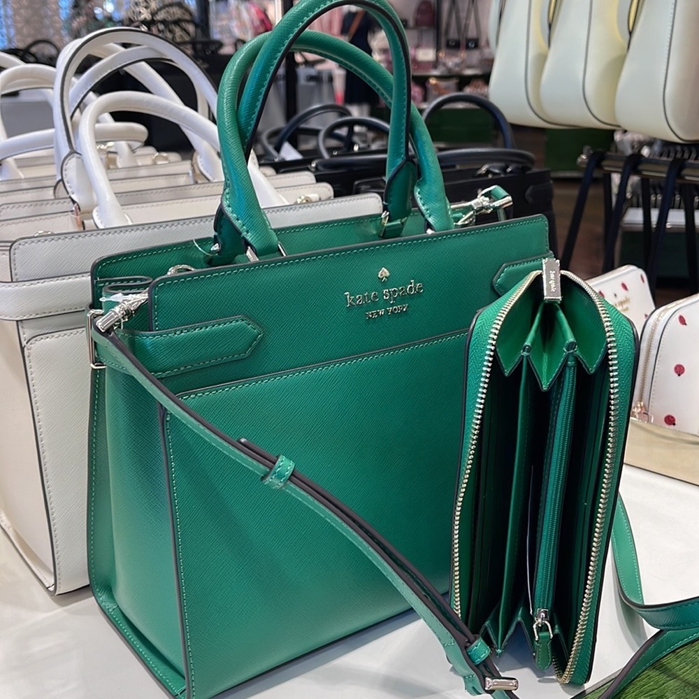 Kate Spade staci medium satchel
&
KSNY Staci Large Continental Wallet
Green Bean - Picture 7 of 16